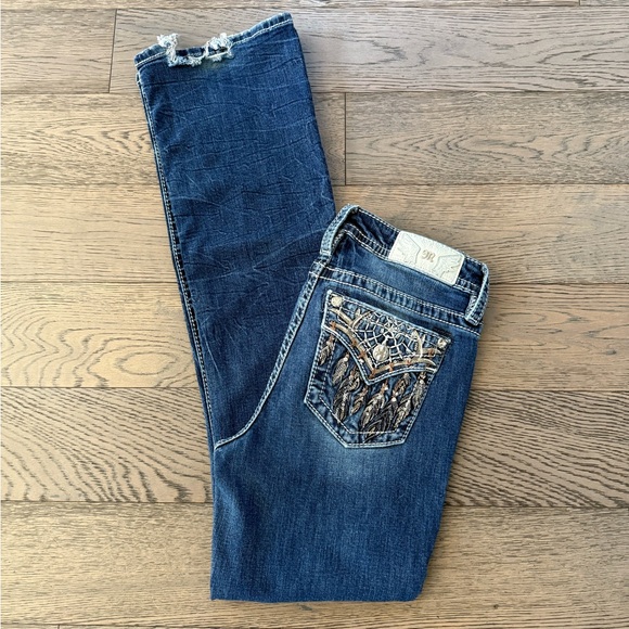 Miss Me Chloe Sequin Rhinestone Dreamcatcher Pocket Bootcut Jeans - Picture 1 of 13